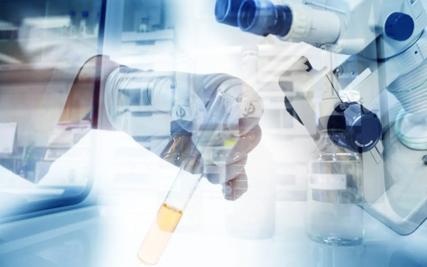 EMshield GmbH - Architecture and Corporate Security - The image depicts a laboratory setting with a scientist holding a test tube.